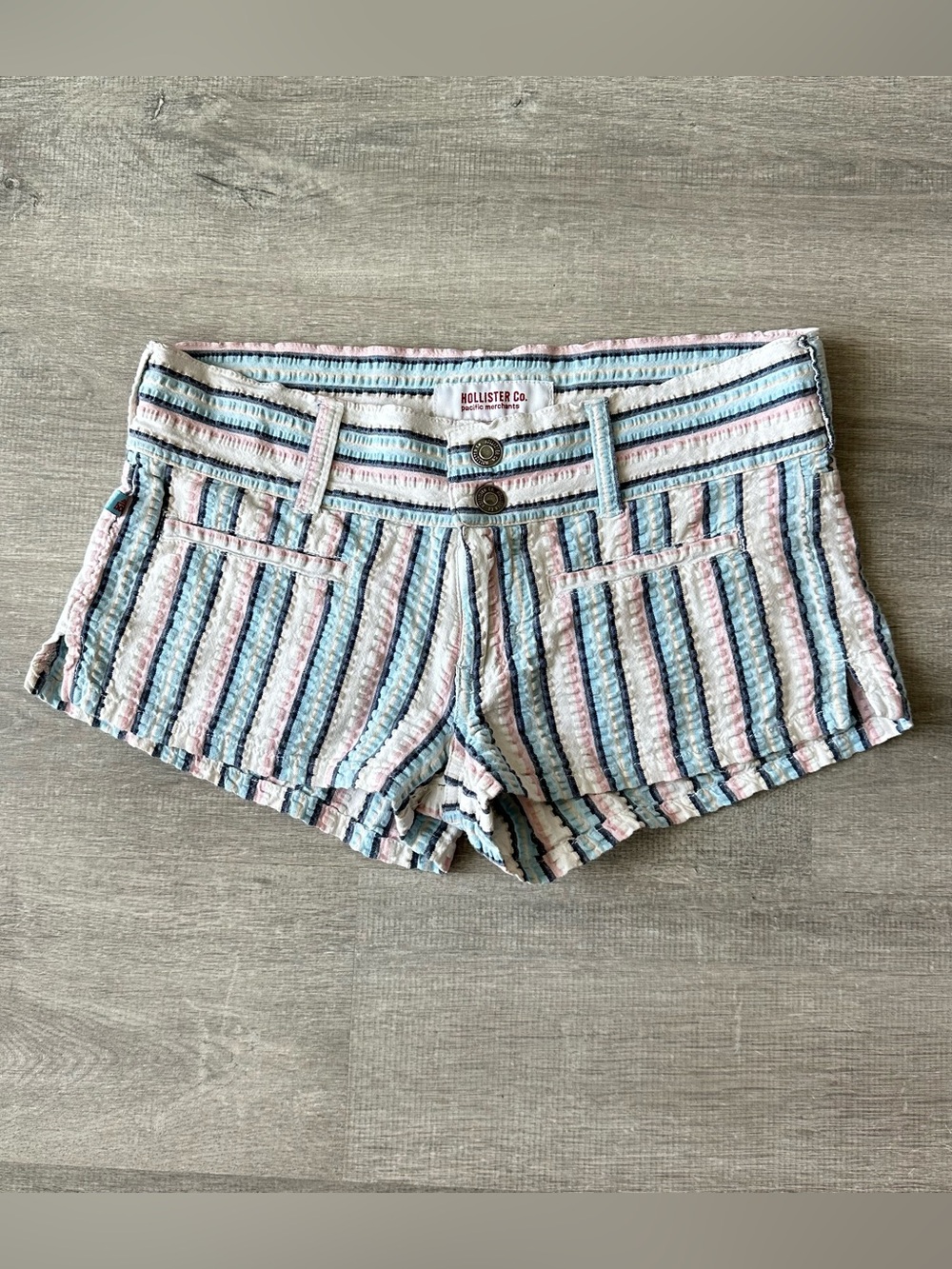 Y2K 2004 Hollister striped micro mini low rise shorts nostalgia